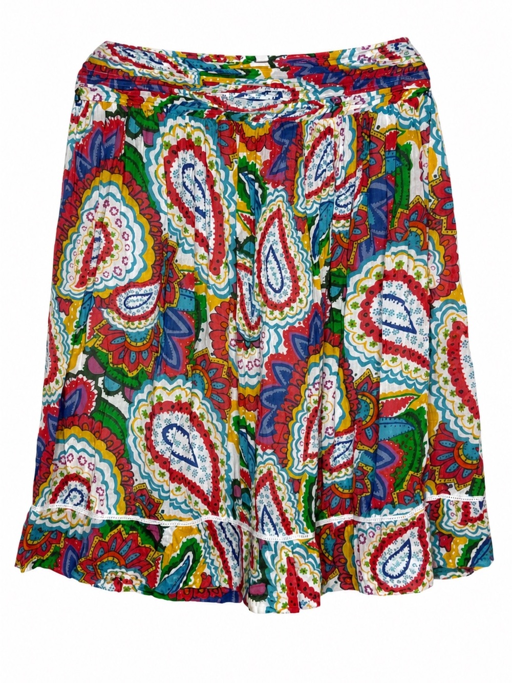 Studio West - Multicolor Paisley Print Skirt Summer 100% Cotton Size Small